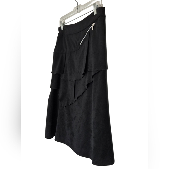 Zoe Black Layered Midi Skirt Size 4 • Asymmetrical Ruffle Style Made In Canada - Picture 1 of 6